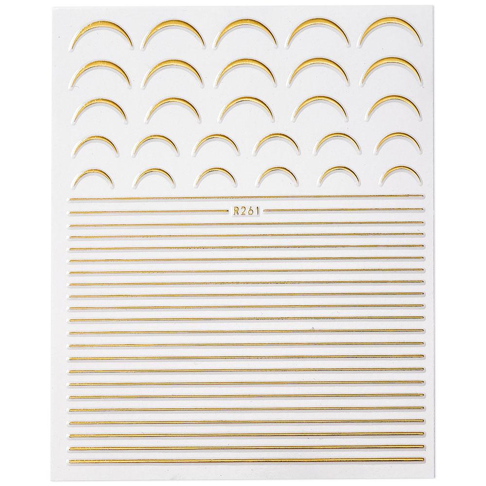 12Pcs/1pcs Nail Lines Strip Stickers Gold/Silver Metal CurveStrip Tape Decals Self-Adhesive Slider DIY Manicure Nail Art Sticker