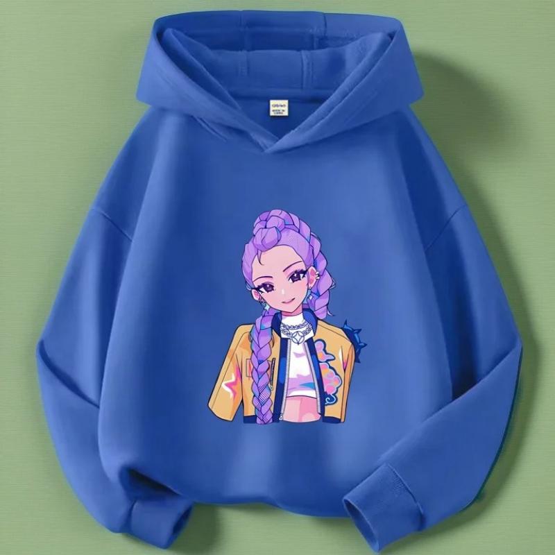 K-pop Demon Hunter Saja Cartoon Print Boy and Girl Long Sleeved Casual Warm Children's Hoodie