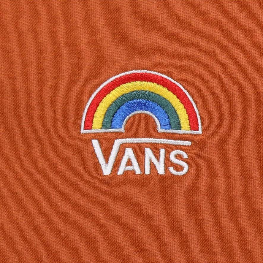 Vans Logo Embroidered Print Casual Crew Neck Short Sleeve T-Shirt Women Tops Orange VN0A54INUXS