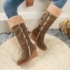Womens Boots Fashionable Wedge Heel Mid-calf Boots Plush Warm Winter Boots for Women Comfortable Casual Cotton Boot Botas Mujer