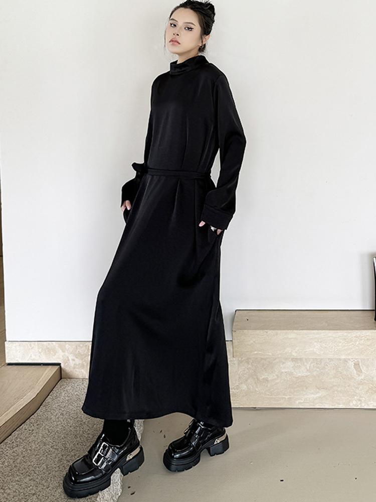 Xitao Vollärmeliges, einfarbiges, lockeres Kleid ZY8902