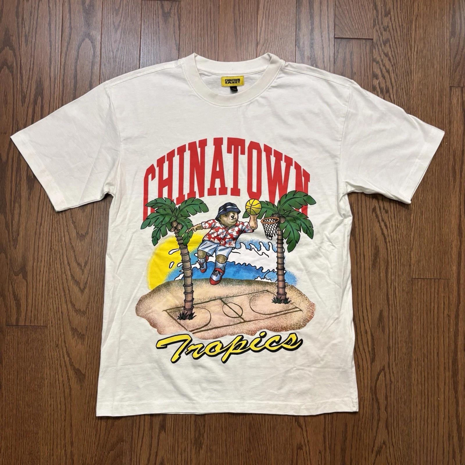 Футболка Chinatown Market Tropics Bear Surf Мужская M Белая Футболка Streetwear XL