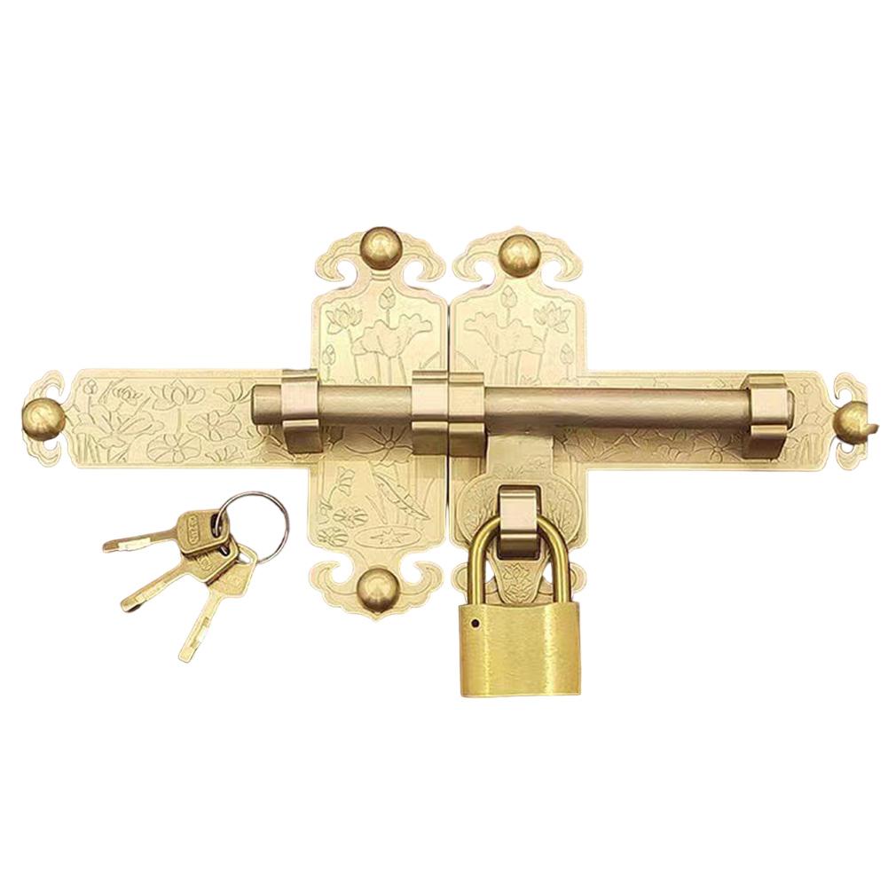 Элегантный Дверной Засов Антикварная Латунь Дверной Болт Рустикальный Домашний Декор Изысканный Узор Лотоса Вневременная Эстетическая Привлекательность