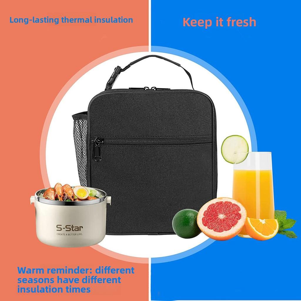 Oxford Cloth Insulated Lunch Bag With Double Shoulder Straps For Office Use