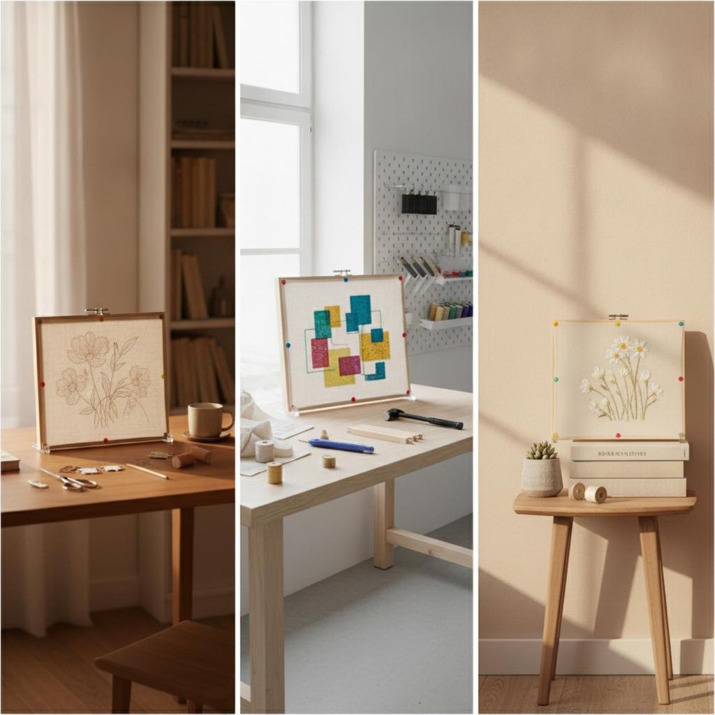 Adjustable Embroidery Stretcher Frame Kit Stable Wooden Pieces with