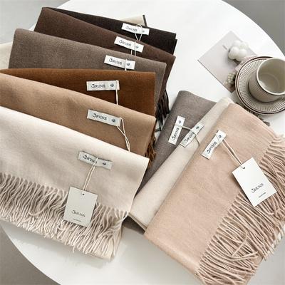 Cashmere Hand Feel Autumn And Winter Solid Color Scarf Women'S Thick Tassel Simple And Versatile Soft And Warm Imitation Cashmere Shawl