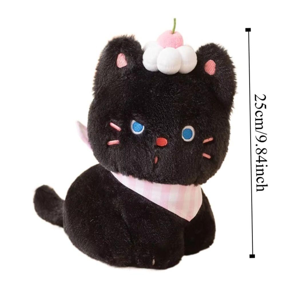 with Cream Cake Black Cat Plush Toy PP Cotton Meow Meow Plush Toys  Festive Decor