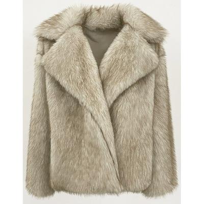 Women's Winter Mid Length Imitation Fox Jacket with A Soft and Elegant Suit Collar