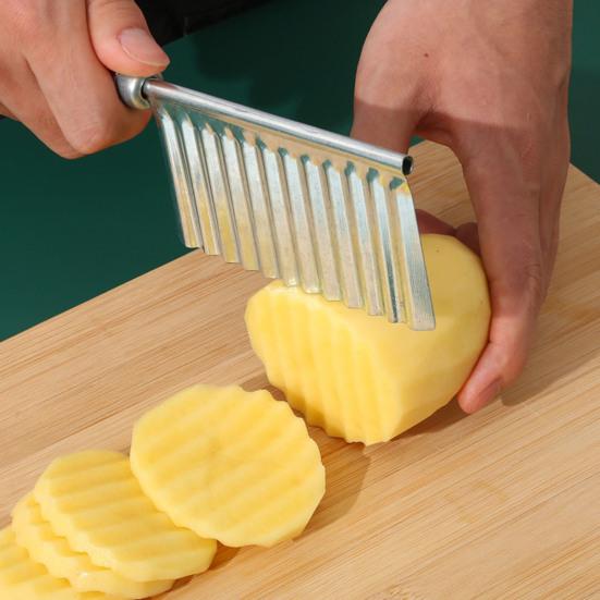 2Pcs Stainless Steel Potato Cutter Chopper Vegetable Fruit Crinkle Corrugated Slicer Egg Salad Ingredient Cutter Kitchen Gadget
