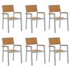 Stackable Chair 6 Pcs Brown 56 X 57 X 87 Cm Solid Acacia Wood
