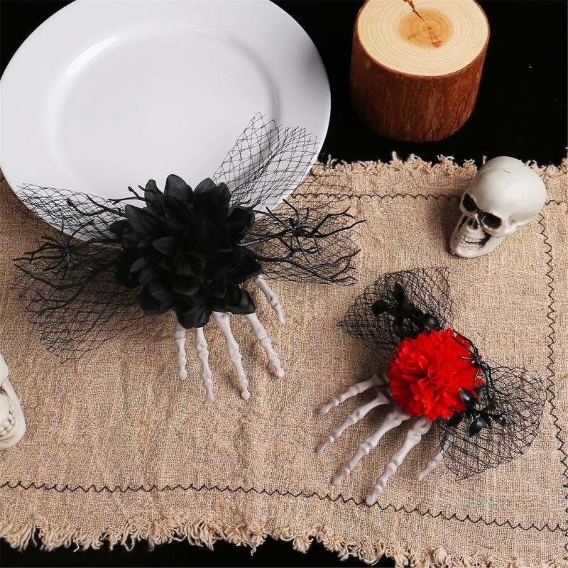 Elegant Tulle Side Hair Clip Accessory Stylish Halloween Tulle Bowknot Side Clip Embellishment for Party Outfit Accent