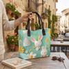 Cute Rabbit Floral Print Tote Bag Casual Canvas Shoulder Bag for Daily Use