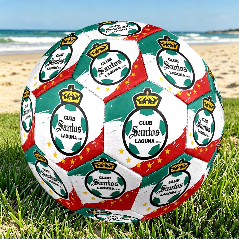 Club Santos Laguna Print Size 5 Soccer Ball, PU Wear Resistant Football for Match Training and Daily Practice, Birthday Gift for Soccer Fans