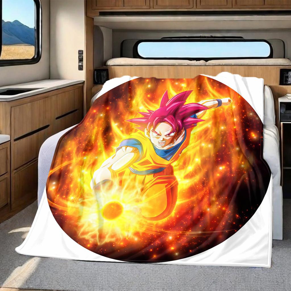 1PC Son Goku  Print Flannel Blanket, High Quality All Seasons, Home Decor, Warmth and Comfort, Perfect for Christmas Gifts