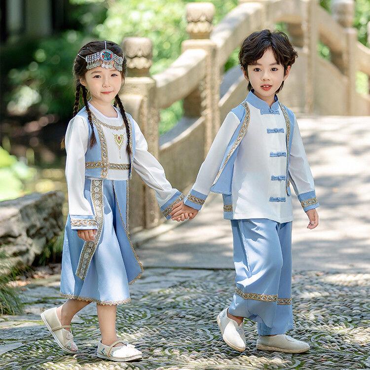 Autumn Miao Ethnic Costume for Boys & Girls Tang Suit Hanfu Dress