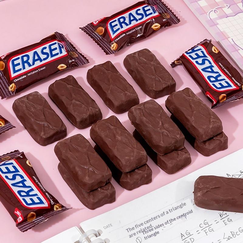 Chocolate Shaped Rubber Eraser Cartoon Design Creative Simulation Kids Stationery Set Classroom Supplies Fun Gift