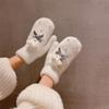 Thicken Bow Plush Gloves Full Finger Mittens Cute Gloves Creative Student Knitted Gloves  Female