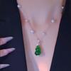 Lucky Nafu Green Gourd Bead Necklace New Chinese Style Foreign Style Internet Celebrity Explosion Design Exquisite Pendant Neck Chain