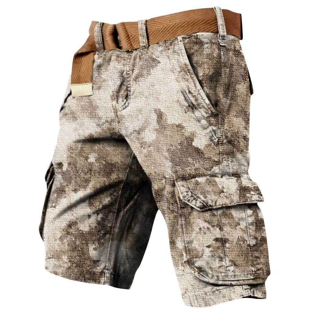 Shorts de travail pour hommes imprimés pour le Jour de l'Indépendance avec poches multiples