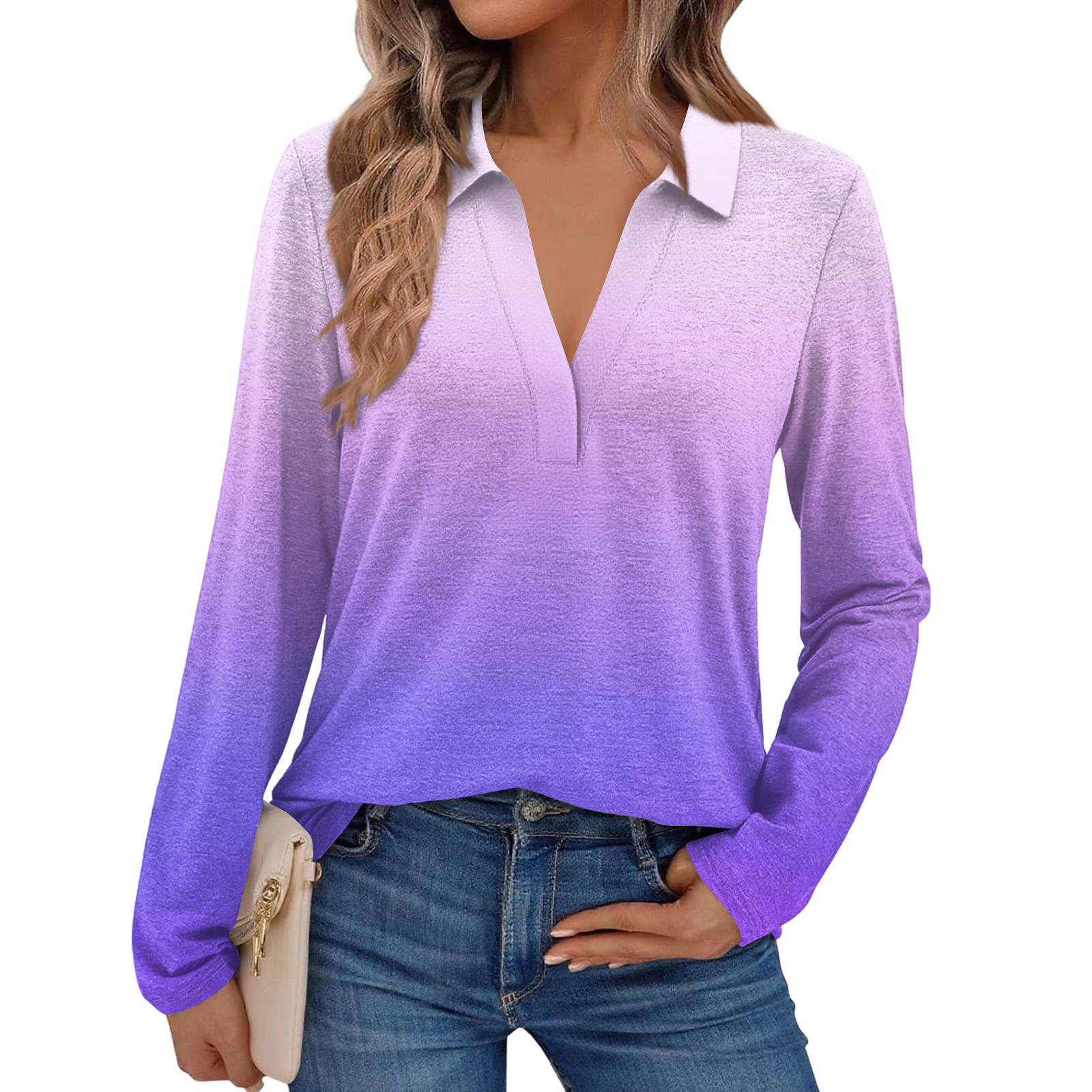 

Женская модная рубашка с длинным рукавом, градиентным принтом и воротником-стойкой XL фиолетовый