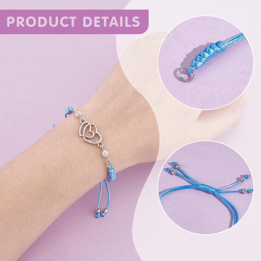 UNICRAFTALE 20Pcs Adjustable Nylon Braided Bracelets 10 Colors Bracelet Cord Nylon String with Beads Rope Bracelet 7.87Inch Twisted Cord Friendship