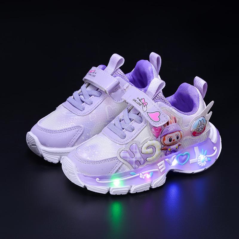 2025 Spring/Autumn LED Light-Up Girls' Princess Sports Shoes