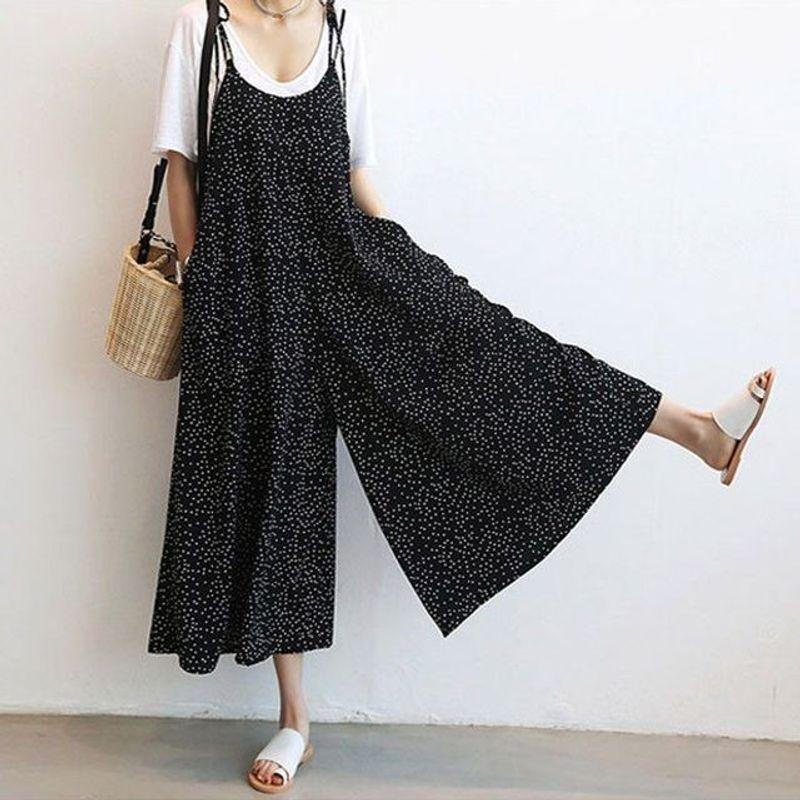 

Polka Dot Casual Loose Strapwide Leg Pants Polka-Dot Loose-Fitting Strap Loose Pants suit XXL