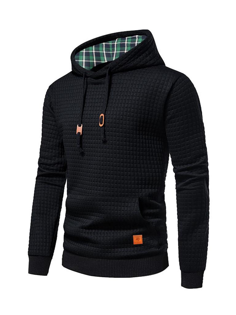 New Men's European-Size Plaid Jacquard Pullover Hoodie (2025)