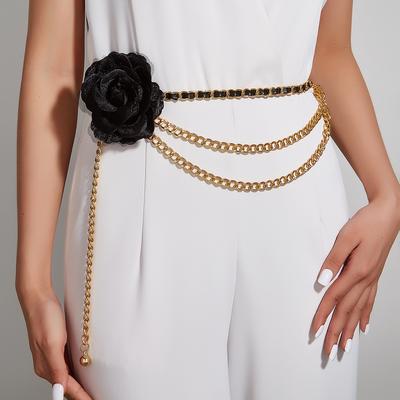 Metal Flower With Skirt Suit Xiaoxiangfeng Waist Chain Belt Rope Spice Girl Chain Accessories