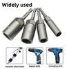 80mm Length Deepen Power Nut Driver Drill Bit Set 5.5-19MM Impact Socket Adapter For Power Tools 6.35MM Hex