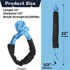 ABLZ-2PCS 1/2Inch X 22Inch Soft Hook And Loop Rope Synthetic Recovery Strap 43000LBS Breaking Power Blue