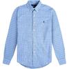 Polo Plaid Pony Logo Embroidered Poplin Long Sleeve Shirt Men Shirts Blue 710784272-003