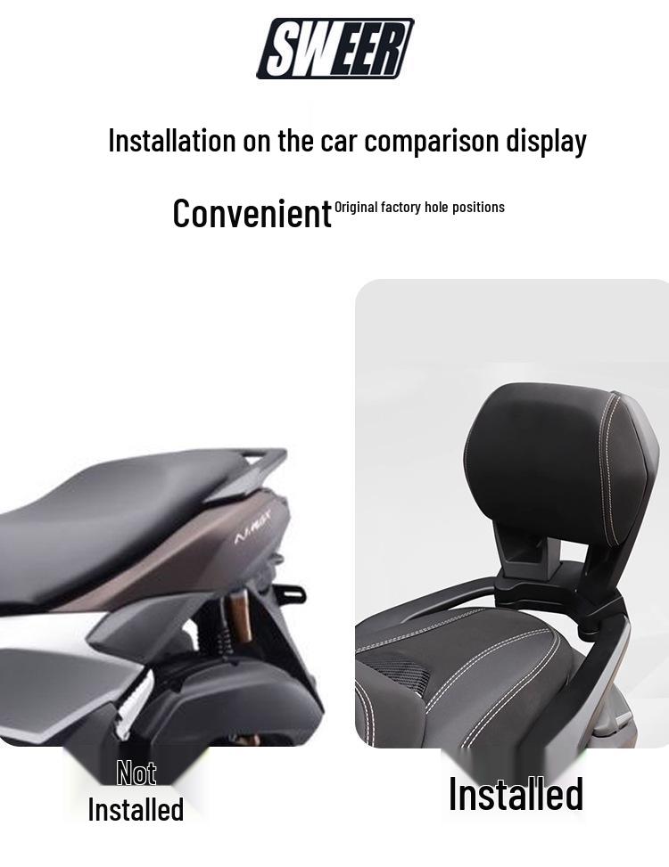 Passt für 25 Yamaha NMAX155 Modelle: Verbesserte Aluminiumlegierung Bequeme Rückenlehne