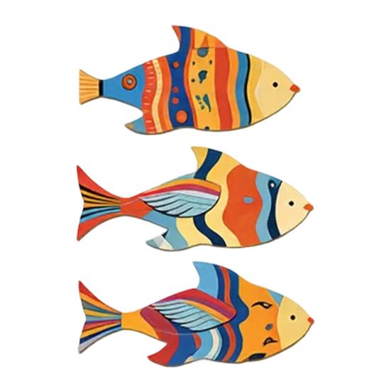 3 Pcs Wood Fish Nautical Wall Decor Summer Rustic Fish
