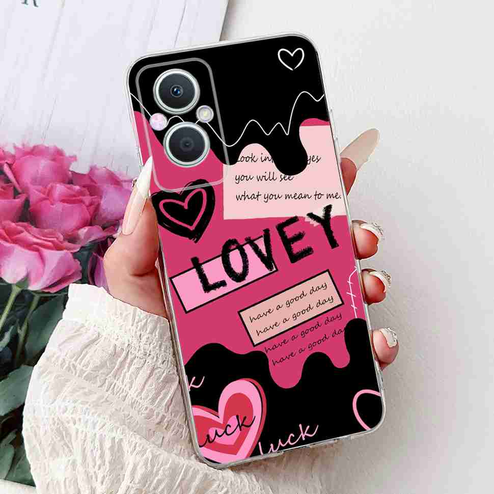For Oppo A96 5G 6.43" PFUM10 Case PHA120 Luxurious Love Cute Cat TPU Soft Silicone Cover For Oppo Reno7 Z 5G CPH2343 Phone Shell