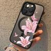 Lily Flower Pattern Macaron Phone Case For 18 17 16 15 14 13 12 11 Pro Xs Max Plus Air Mini XR X 17e 16e Magsafe Cover