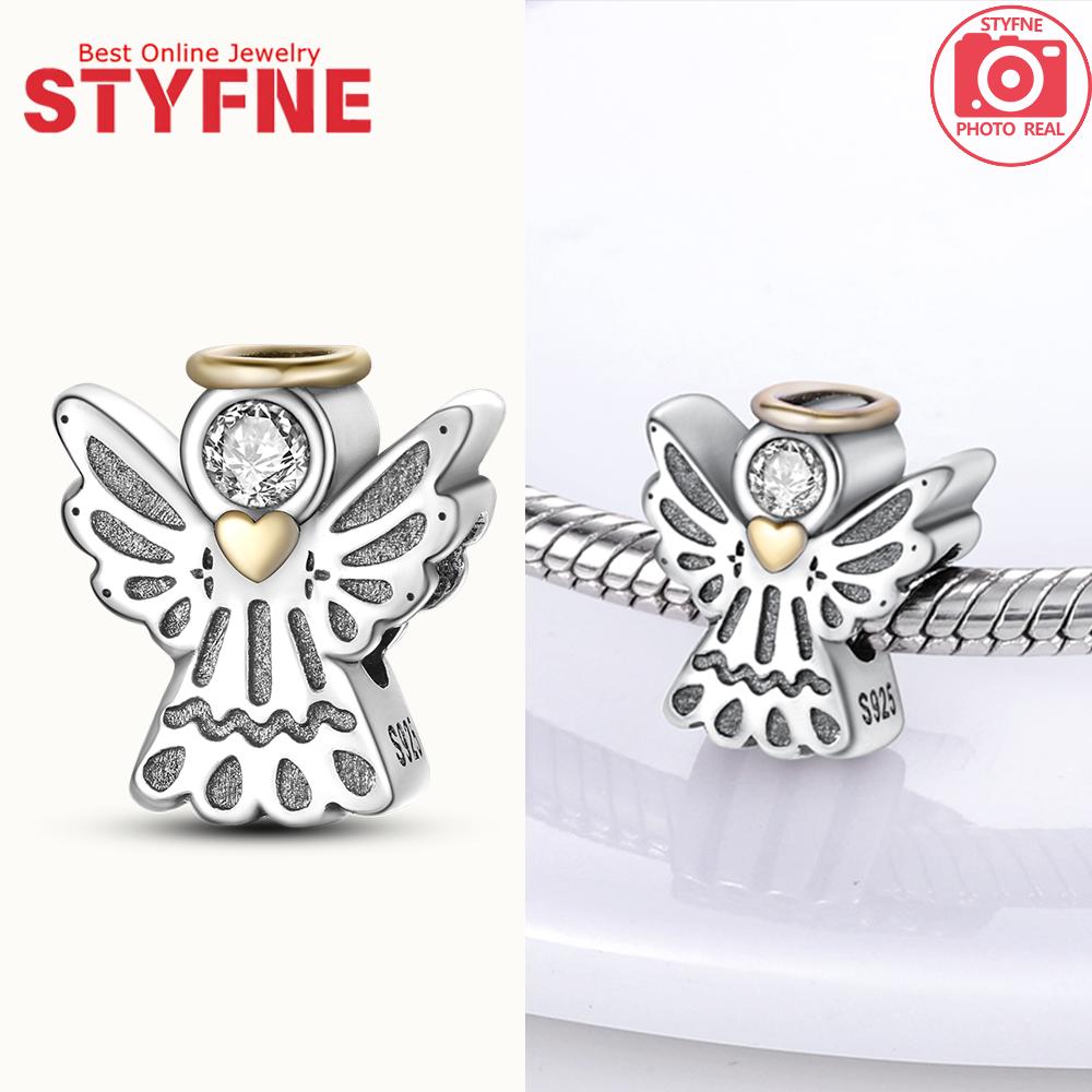 New Silver 925 Angel Sculpture Charms Heart Beads Fit Bracelet for Women Jewelry Party Beads DIY Fine Jewelry Gifts