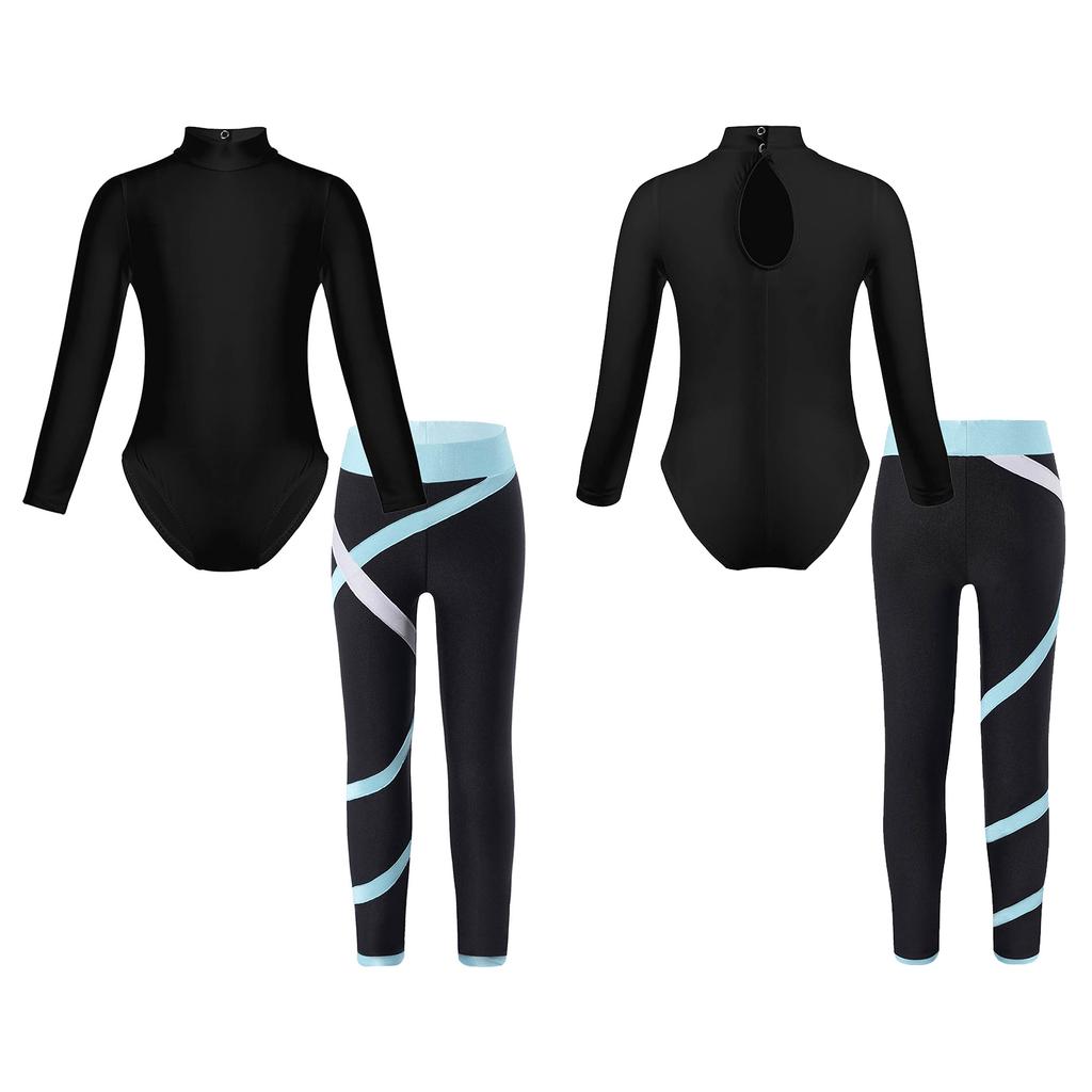 Mädchen-Gymnastik-Outfits, Kinder-Tanz-Ballett-Trikot und Stretch-Leggings-Set, athletischer Biketard