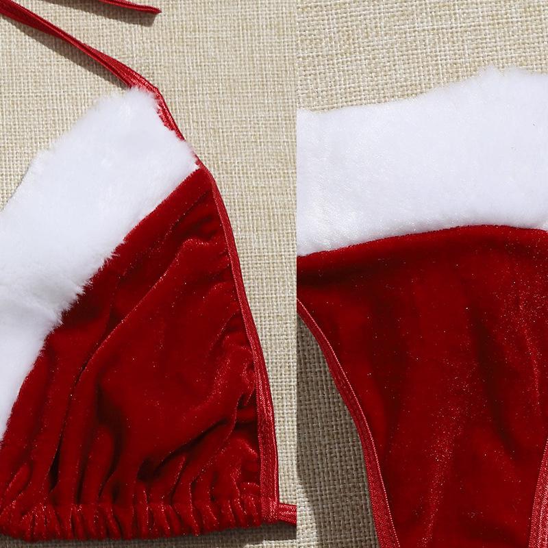 European & American Velvet See-Through Lingerie Set - Plus Size Christmas Charm