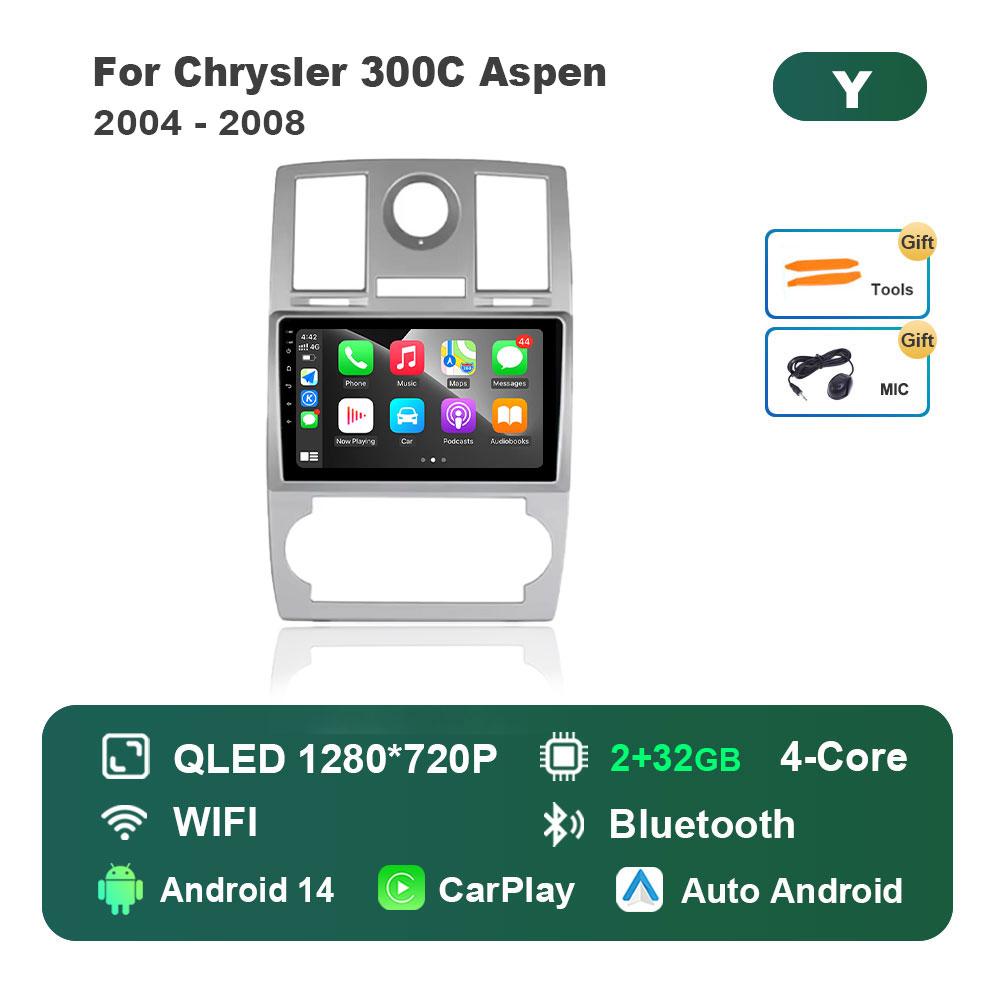 Navigation GPS 4G for Chrysler 300C Aspen 2004 - 2008 BT Touch Screen WiFi Android 14 System Car Video Multimedia Player
