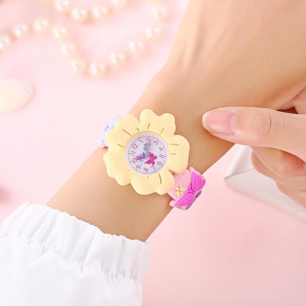 Orologio da Polso Cartoon con Fiore e Farfalla per Bambini, Modello 3D