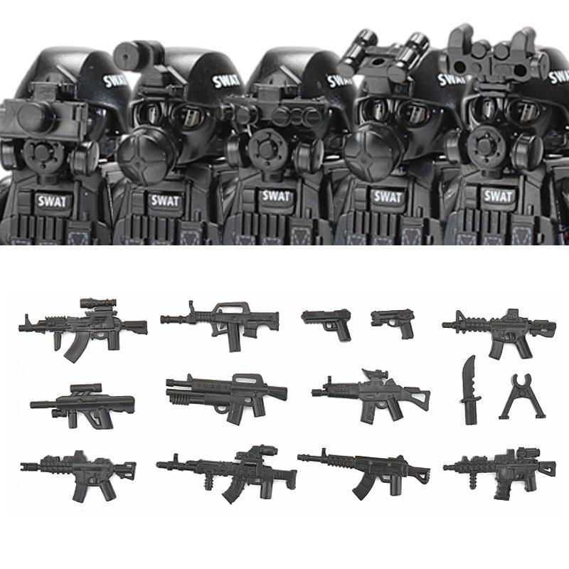 Polizia Cittadina Cina Forze Speciali Blocchi di Costruzione Soldato d'Assalto Figure SWAT Maschera Difesa Gas Armi Militari Mattoncini Giocattoli Bambini
