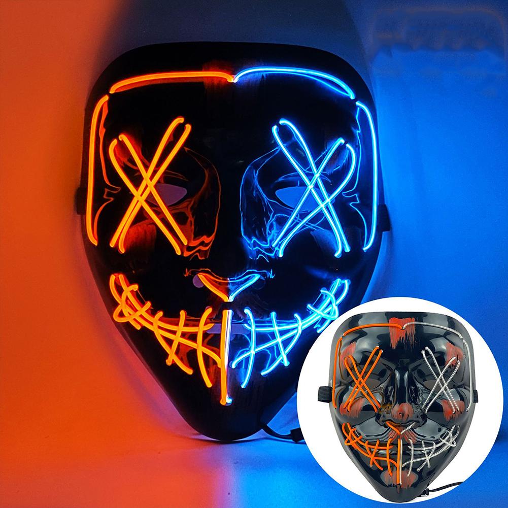 Wireless Halloween Neon LED Purge Mask Masque Masquerade Party Masks Light Grow In The Dark Horror Mask Glowing Masker