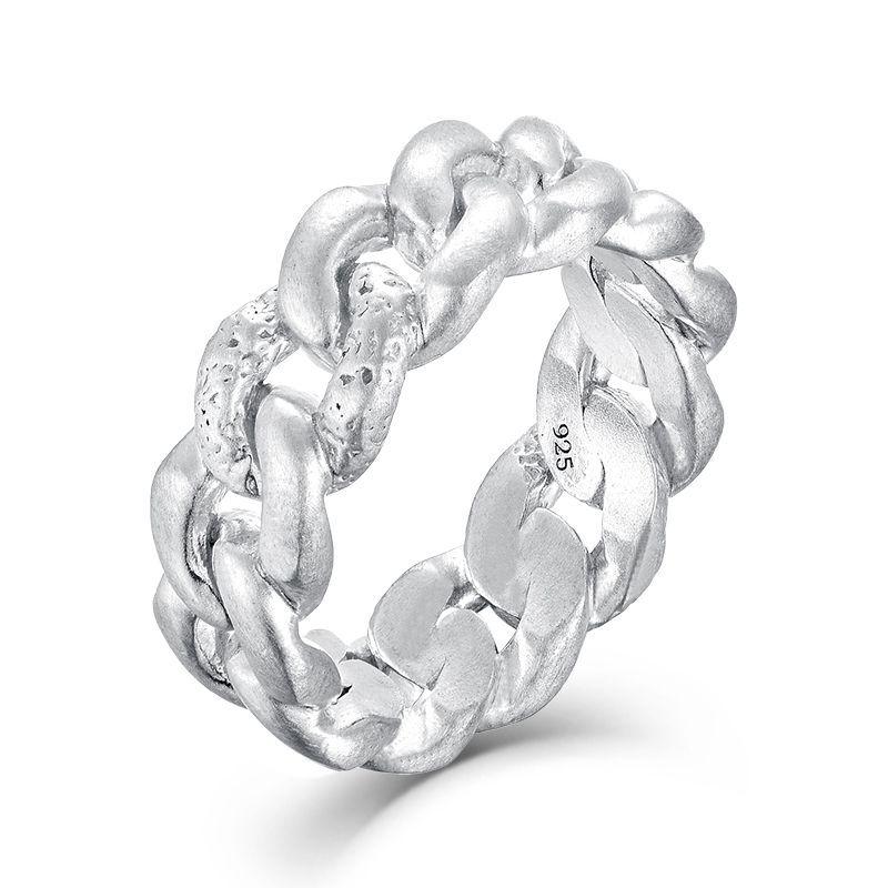 Unisex Hip Hop Cuban Link Chain Ring - Trendy Minimalist Style European Size 56 медно-платиновый