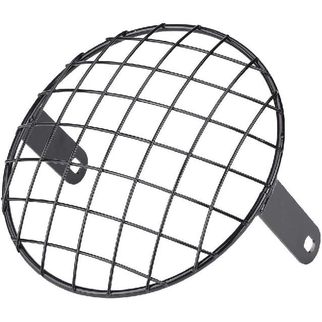 For Motorcycle, 7 Inch Headlight Mesh Grille Side Mount, Universal Cafe Racer Mask, Silver Headlight Lamp Cover, Motorcycle Headlight Cover