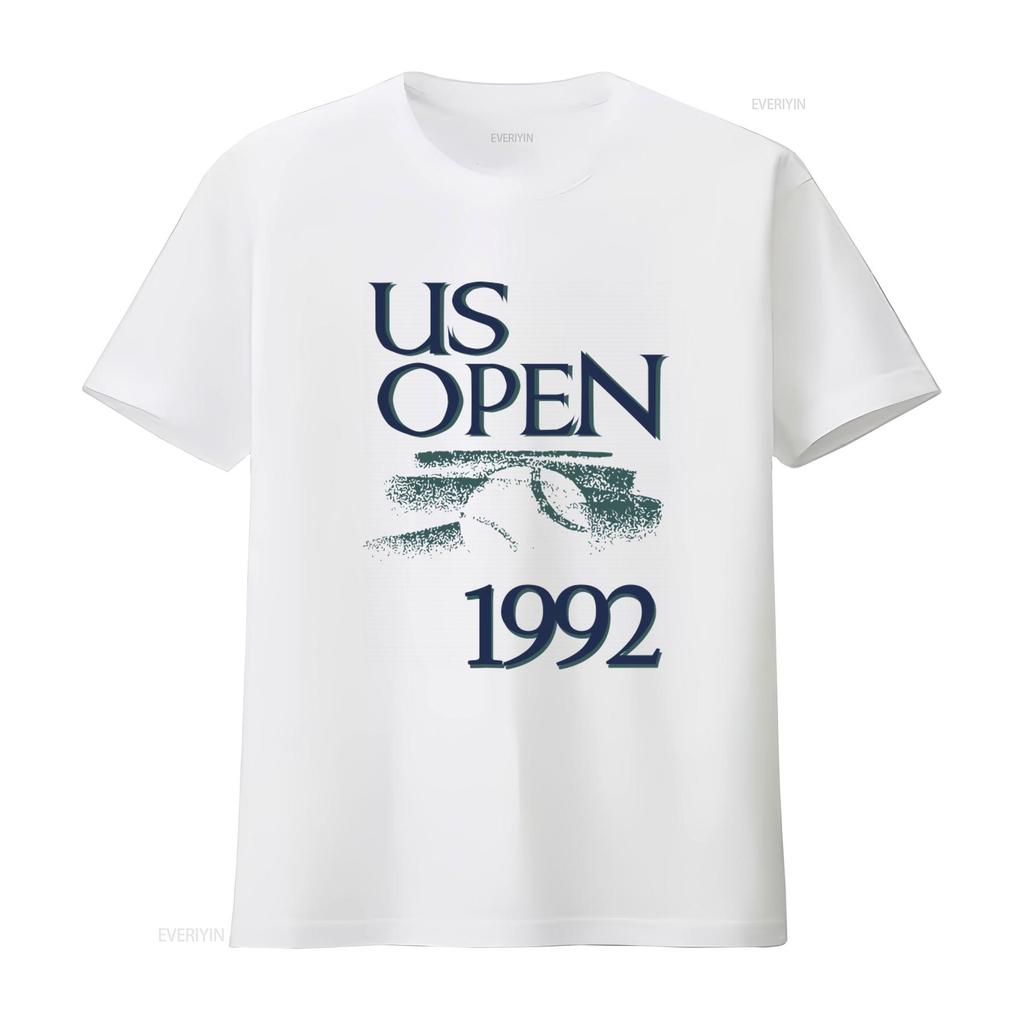 Maglietta da Tennis US Open Vintage 1992 Stile Retrò per Fan degli Anni '90 L Bianca con Design di Andre Agassi Pete Sampras vintage Lavata