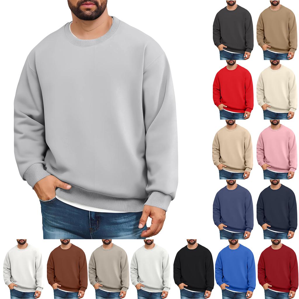 Men's Lined Sweatshirts Premium Heavy-weight Fleece Pullover Thick Thermal Sweatshirts