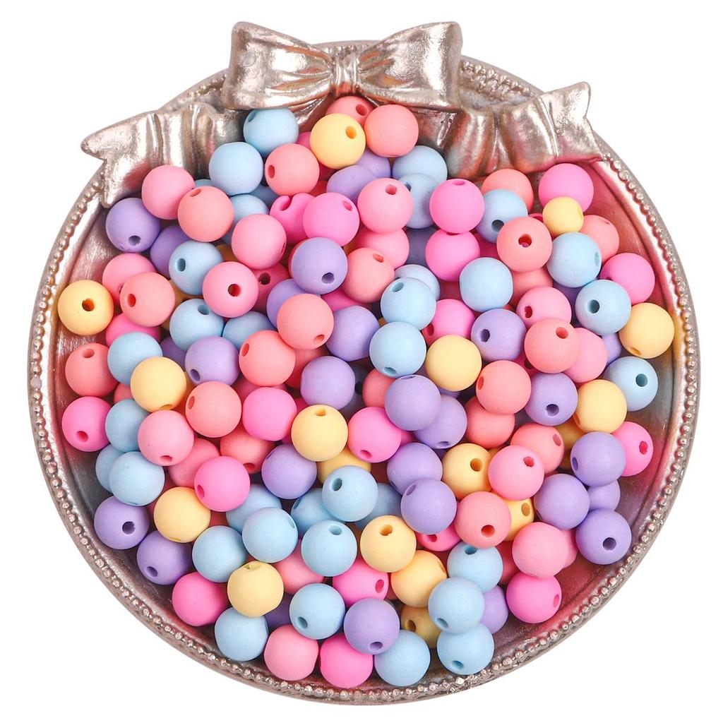 6/8/10mm Plastic Acrylic Macarons Candy Solid Color Loose Beads For Necklace Bracelet DIY Jewelry Making