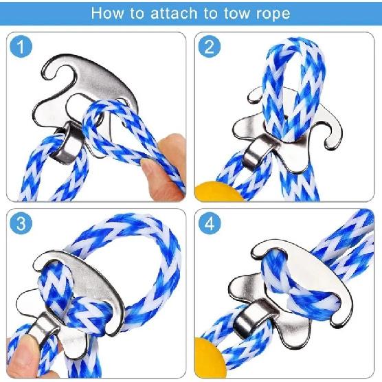 Heavy Duty Boat Tow Harness for Tubing, Stainless Steel Quick Connector, Self Centering Tow Rope for Water Sports Jet Ski Wakeboarding