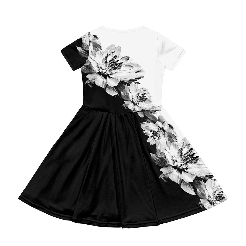 Girl Summer Dress Color & Print Short Sleeve Dress With Pocket Casual Dress Shorts Sleeve Party Dress Easter Day